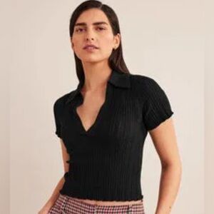 Boden Black Ribbed Knitted Top Women’s Sz. L